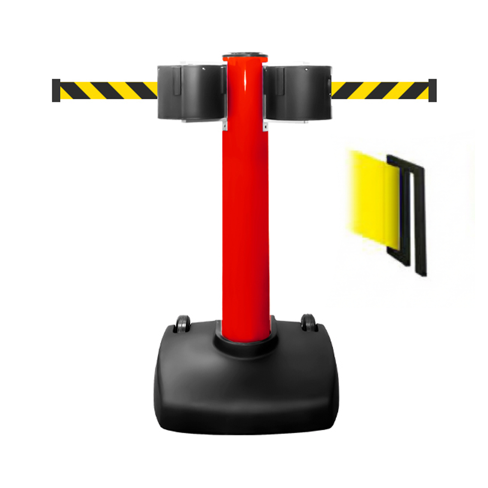 SkyPro 1500  Portable Belt Stanchion 150 ft Belt - Red S-Clip Belt End