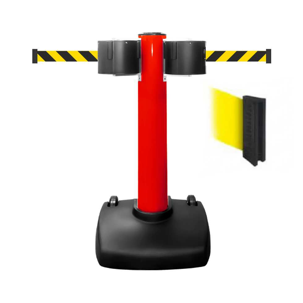 SkyPro 1500  Portable Belt Stanchion 150 ft Belt - Red Standard Belt End