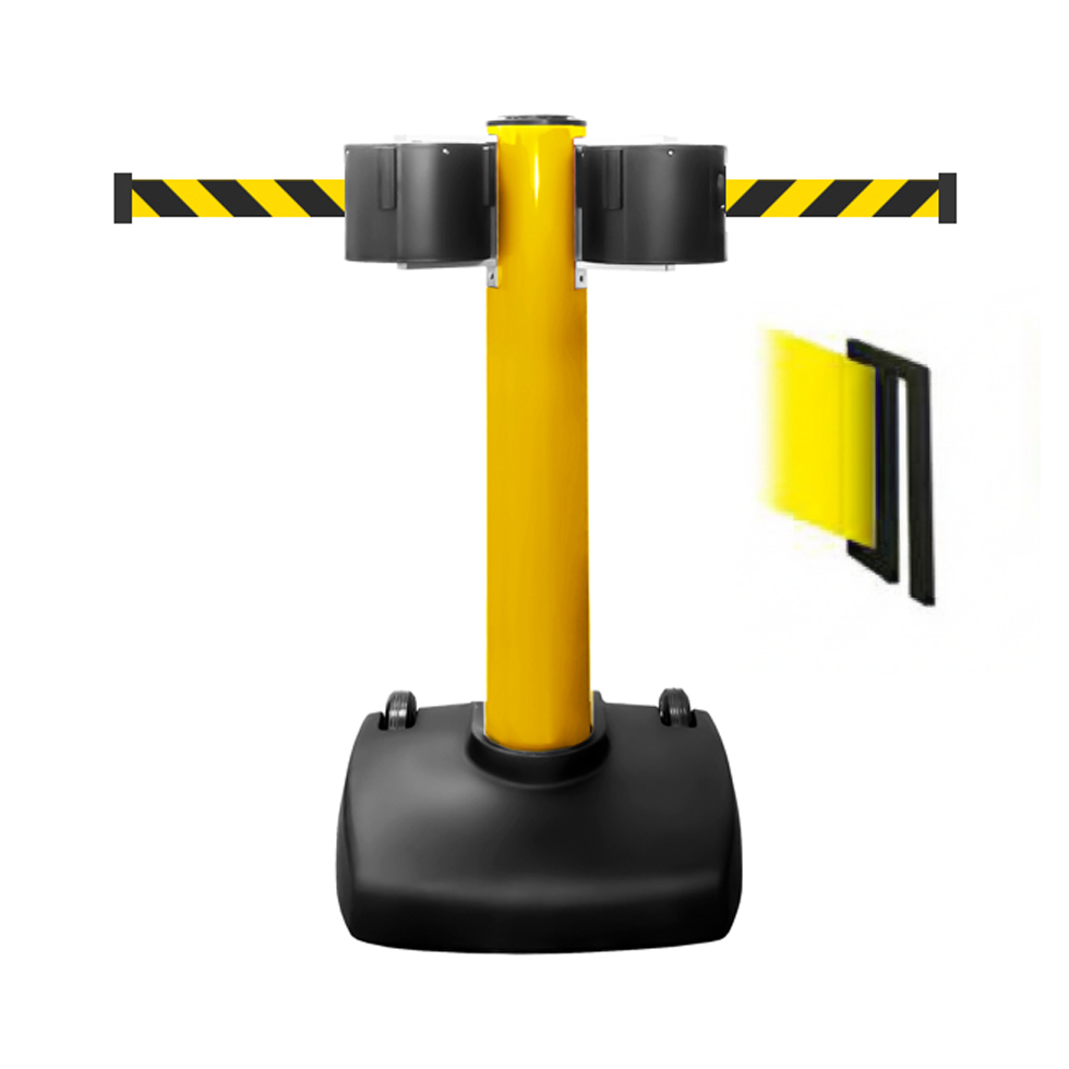 SkyPro 1500  Portable Belt Stanchion 150 ft Belt - Yellow S-Clip Belt End