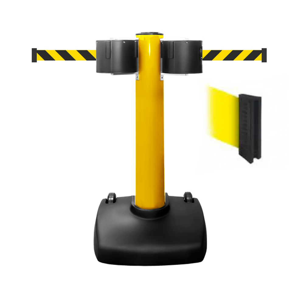 SkyPro 1500  Portable Belt Stanchion 150 ft Belt - Yellow Standard Belt End