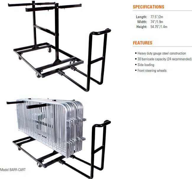 Steel Barricade Pull Cart | Heavy Duty Crowd Control Barrier Cart Steel Barricades Epic Crowd Control