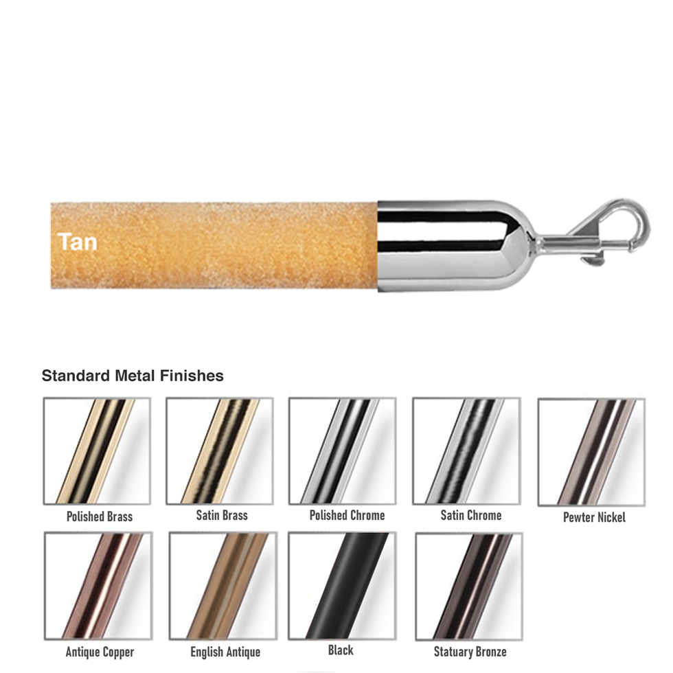 1.5" Velour Stanchion Ropes 2 Foot Long