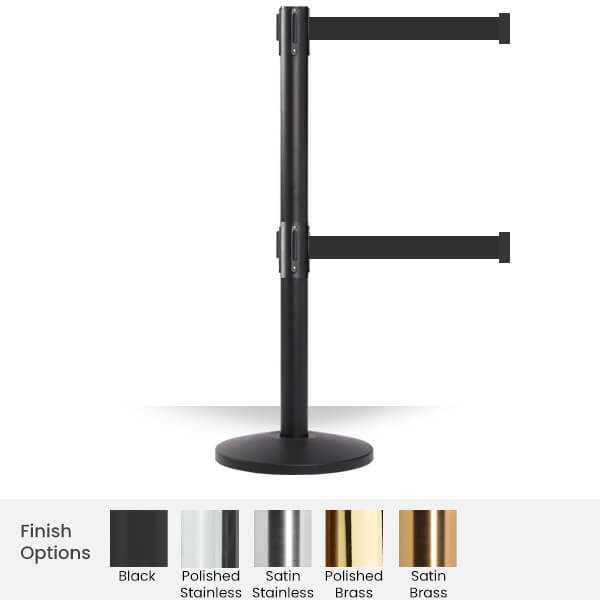 Twin Retractable Belt Barrier Stanchions | 11 Foot Belt | ADA Compliant Stanchions Epic Crowd Control
