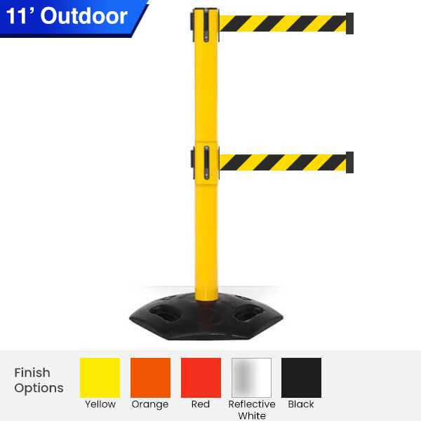 Twin Safety Retractable Belt Barrier | Weather Master 11 / 13 Ft Retractable Belt Barriers Epic Crowd Control