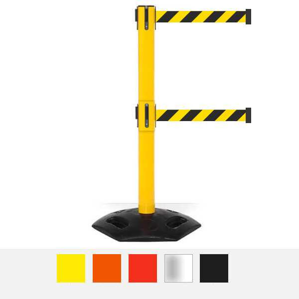 Twin Safety Retractable Belt Barrier | Weather Master 11 / 13 Ft Retractable Belt Barriers Epic Crowd Control
