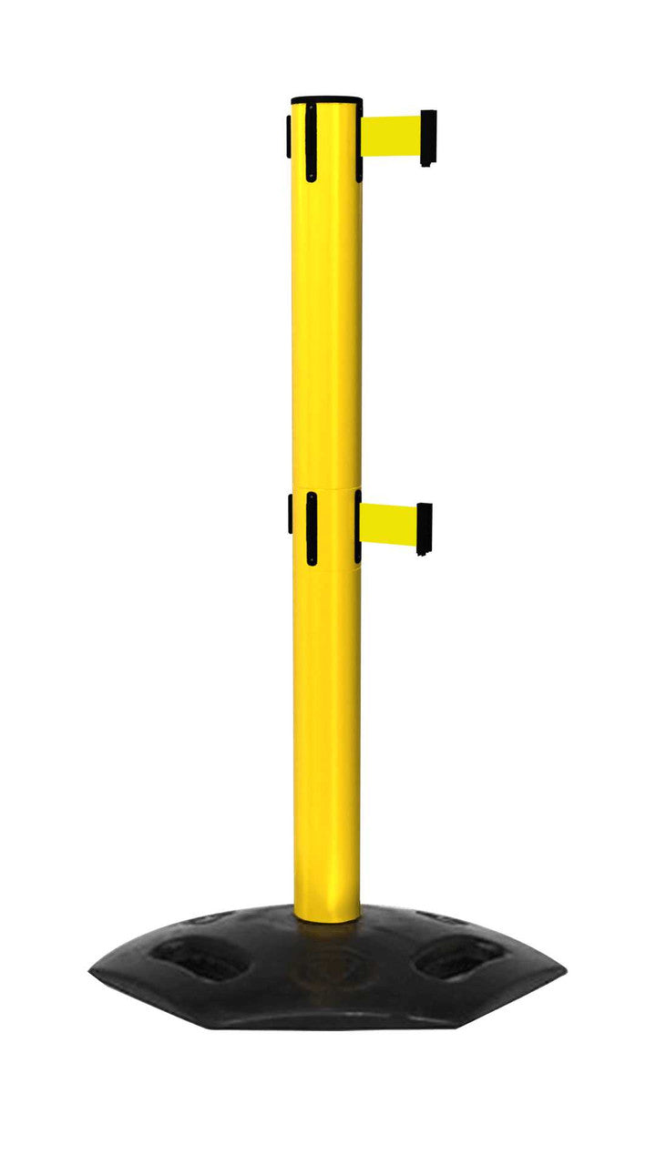 Twin Safety Retractable Belt Barrier | Weather Master 16 Foot Belts Stanchions Epic Crowd Control