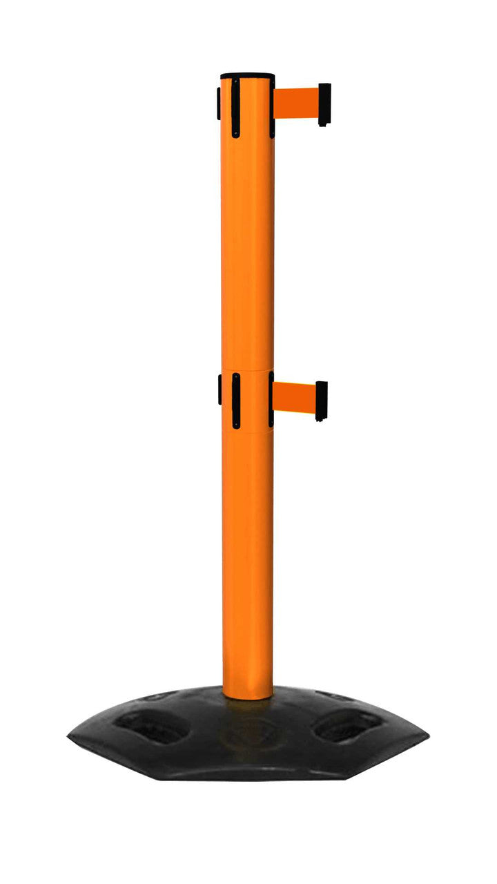 Twin Safety Retractable Belt Barrier | Weather Master 16 Foot Belts Stanchions Epic Crowd Control