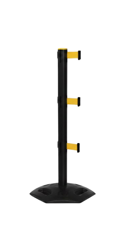 Black Weather Master Triple Safety Retractable Stanchion | 11 Foot Belt