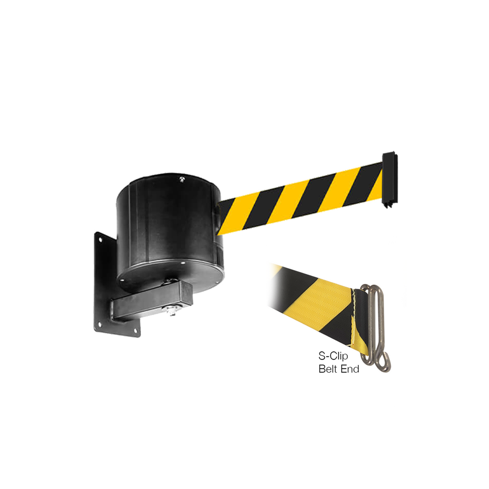 55 Foot S-Clip Belt Wall Pro 750 - Wall Mount Stanchion | Black