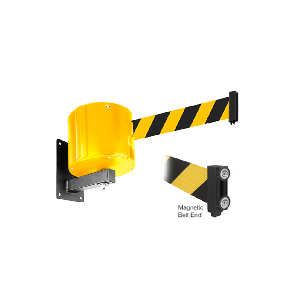 55 Foot Belt Wall Pro 750 Magnetic - Wall Mount Stanchion | Yellow
