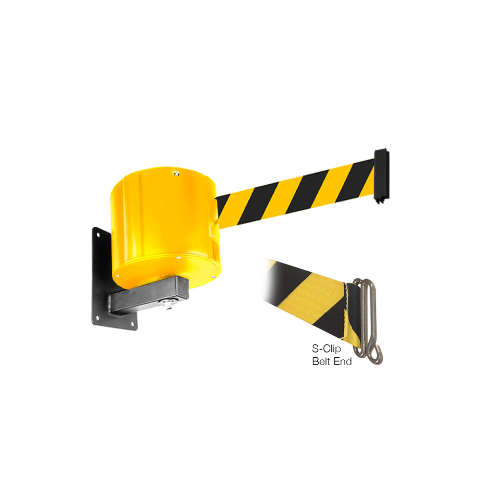 55 Foot S-Clip Belt Wall Pro 750 - Wall Mount Stanchion | Yellow