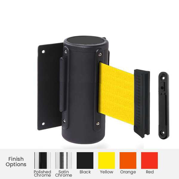 Wall Mount Retractable Belt Barrier | 3" Wide Belt | Wall Master Wall Mount Belt Stanchions Epic Crowd Control