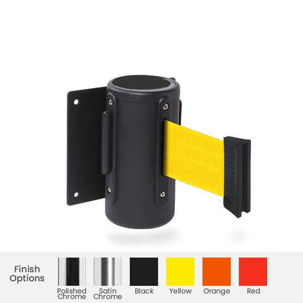 Wall Mounted Retractable Belt Barrier | 10 / 13 / 15 Foot Belts - Wall Master Wall Mount Belt Stanchions Epic Crowd Control