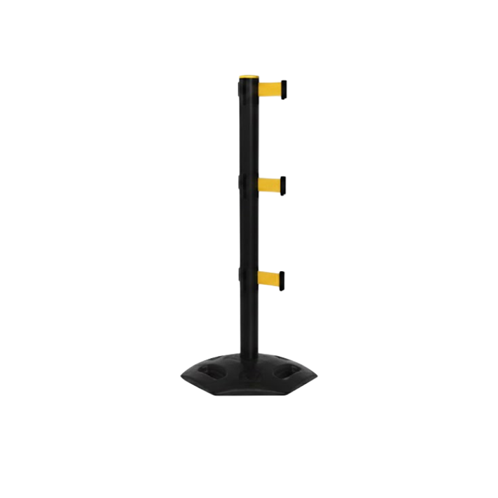 Black Weather Master Triple Safety Retractable Stanchion | 13 Foot Belt