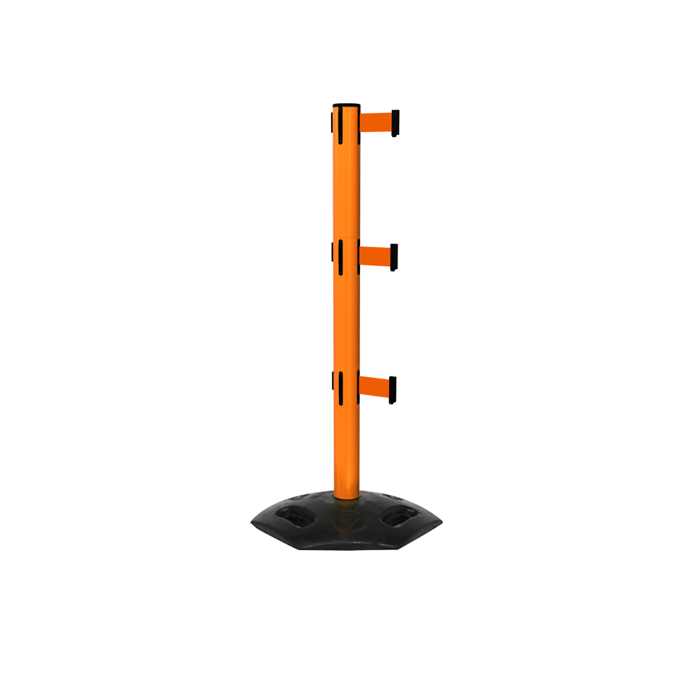 Orange Weather Master Triple Safety Retractable Stanchion | 13 Foot Belt