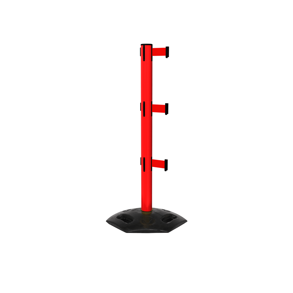 Red Weather Master Triple Safety Retractable Stanchion | 13 Foot Belt