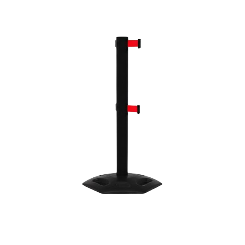 Black Weather Master Twin Safety Retractable Stanchion | 16 Foot Belt