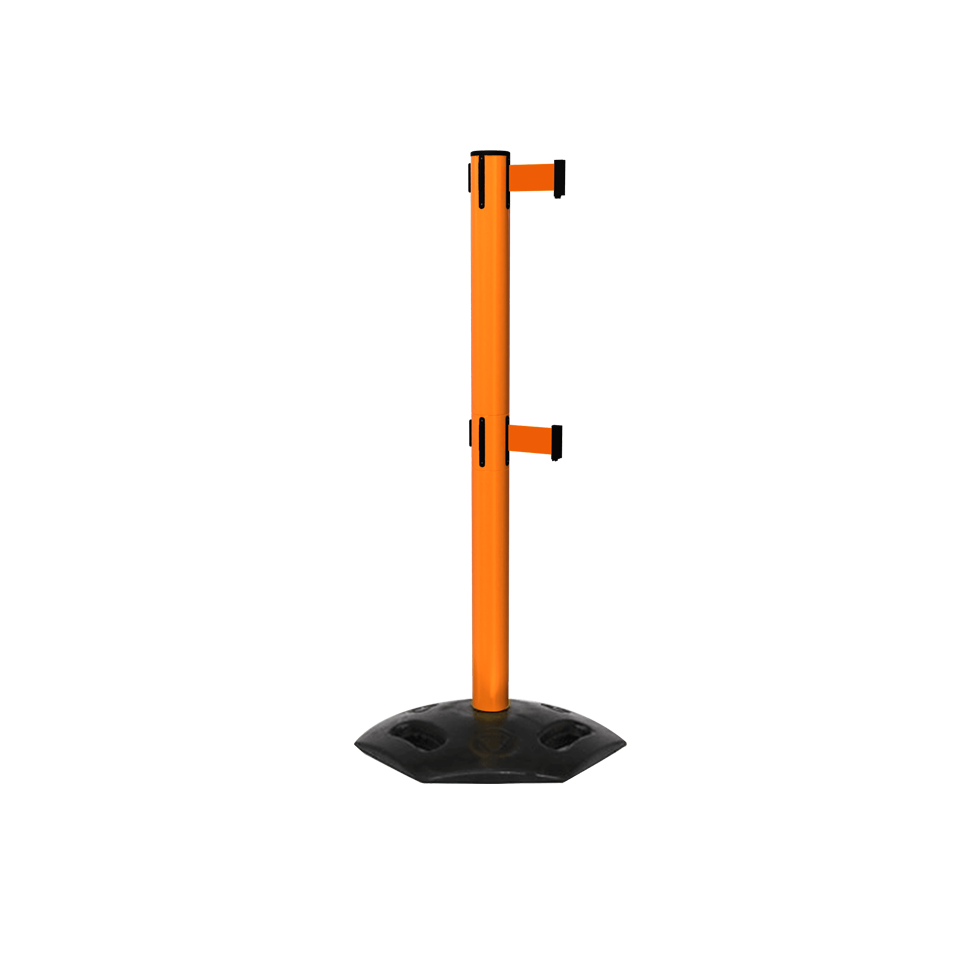 Orange Weather Master Twin Safety Retractable Stanchion | 11 Foot Belt