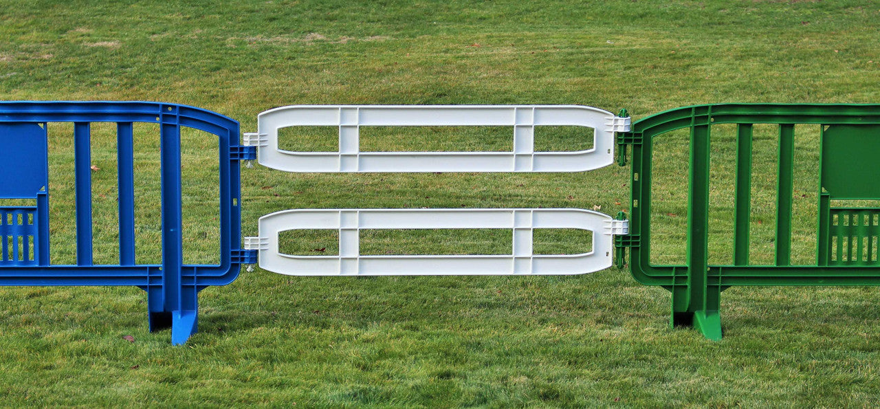 Xtendit Movit Plastic Barricades | White Xtendit & Extender Plastic Barriers Epic Crowd Control