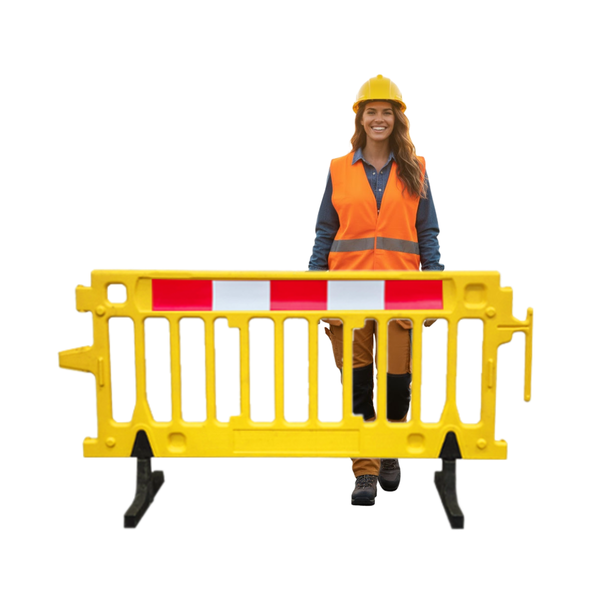 6.5 FT Plastic Crowd Control Barriers | Yellow Crowd Pro Reflective