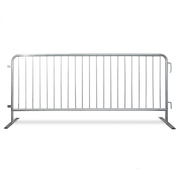 30 Pack 8.5 Foot Steel Crowd Control Barricades with Cart (Flat Bases)