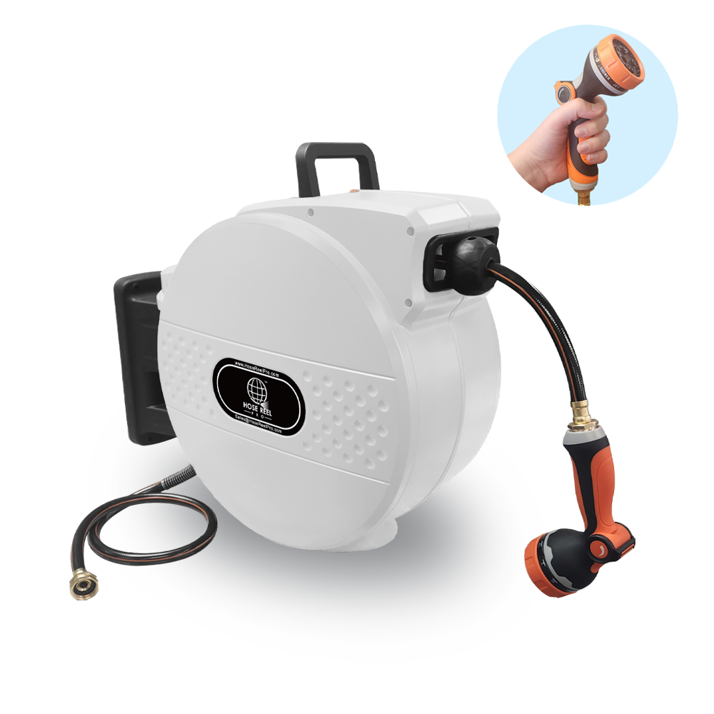 100 ft Garden Hose Reel - White