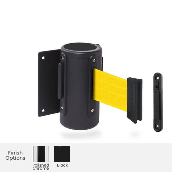 Wall Mount Retractable Belt Barrier  | 7.5 / 10 Foot  Belts | EPIC Series Stanchion