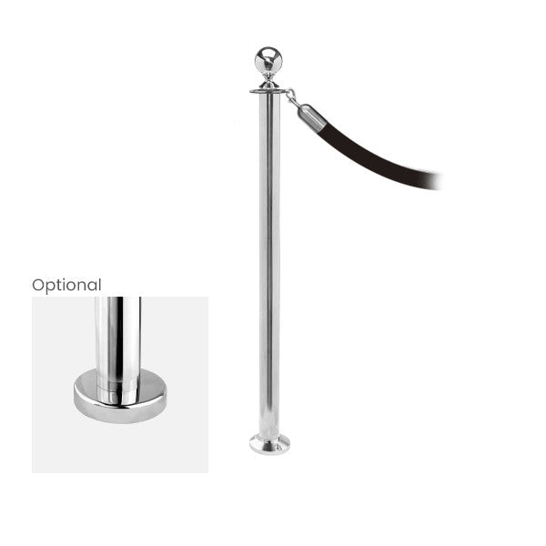 Ball Top Rope Barrier Stanchion | Fixed Base | Traditional Post & Rope