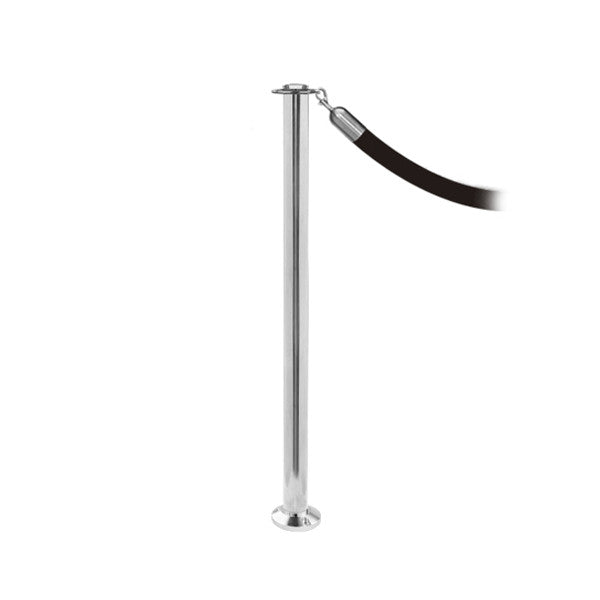 Flat Top Rope Barrier Stanchion | Fixed Base | Traditional Post & Rope