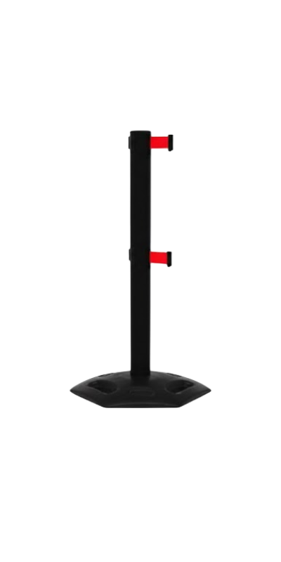 Black Weather Master Twin Safety Retractable Stanchion | 16 Foot Belt