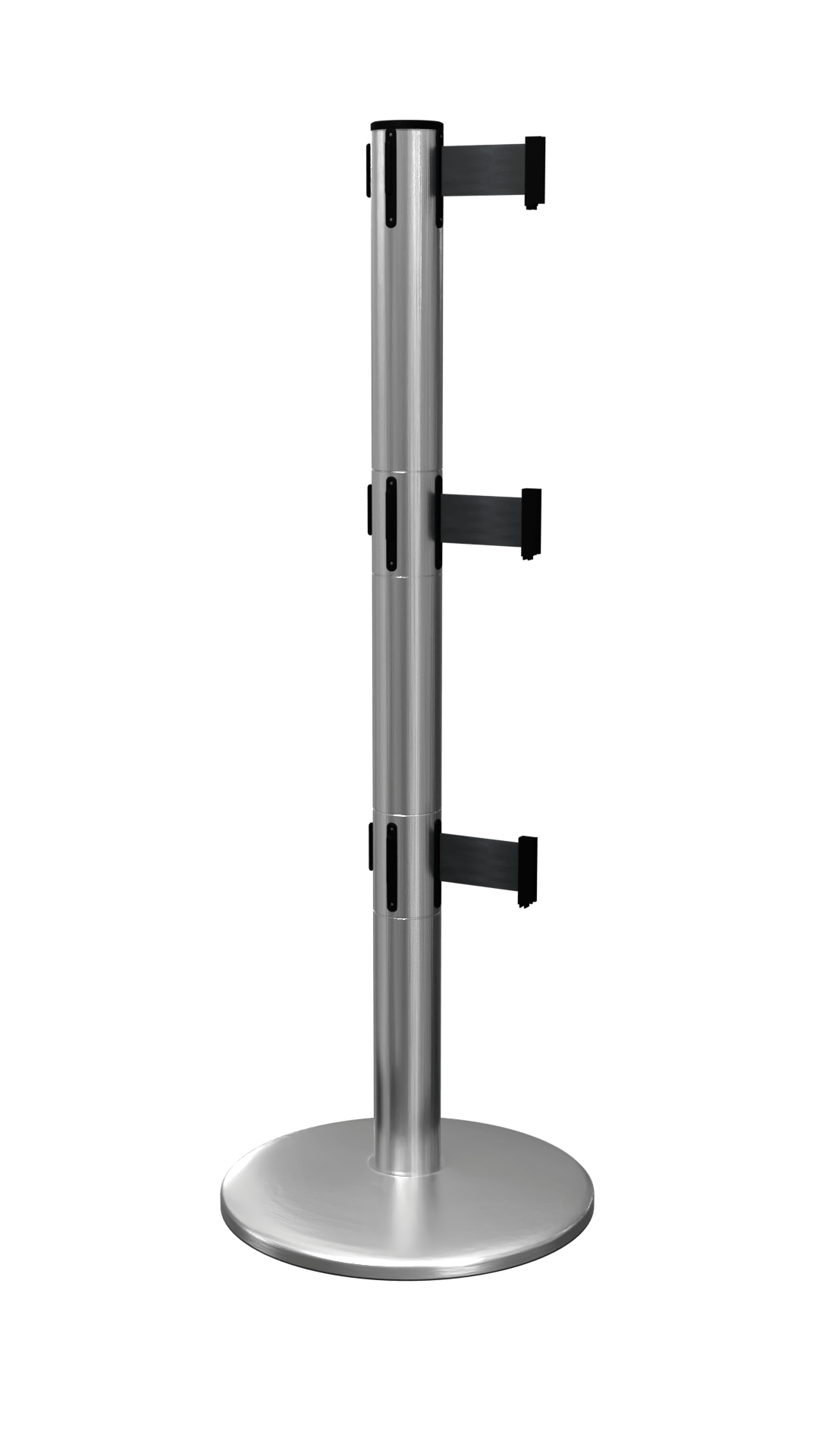 Satin Stainless Queue Pro Triple Retractable Belt Stanchion | 13 Foot ADA