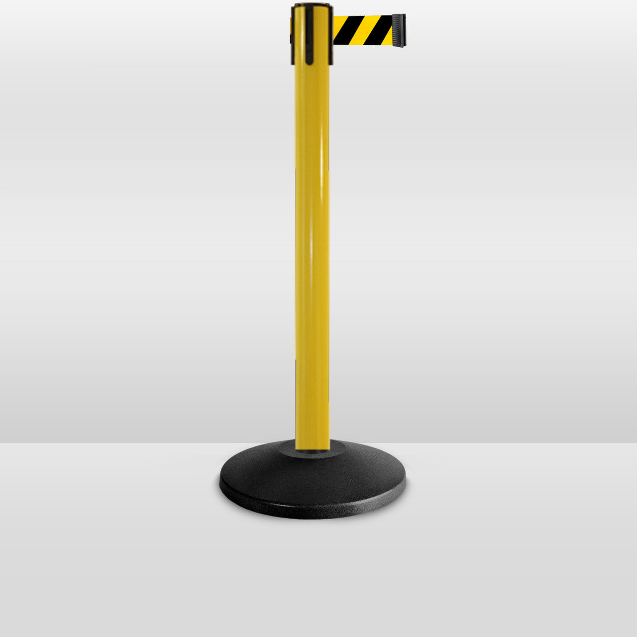 Yellow Retractable Belt Barrier Stanchion 10 / 11 / 13 Foot Belts
