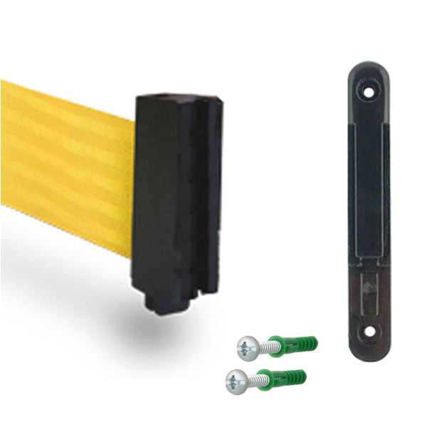 Recessed Wall Mount Retractable Belt Barrier Stanchion | 7.5 Ft Xtra Belt