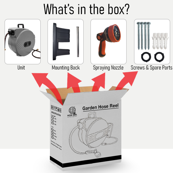 100ft Heavy Duty Retractable Garden Hose Reel Black – Outdoor & Indoor