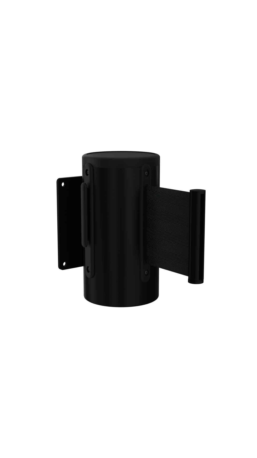 Wall Mount Retractable Belt Stanchion | 3" Wide Belt | Wall Master Black