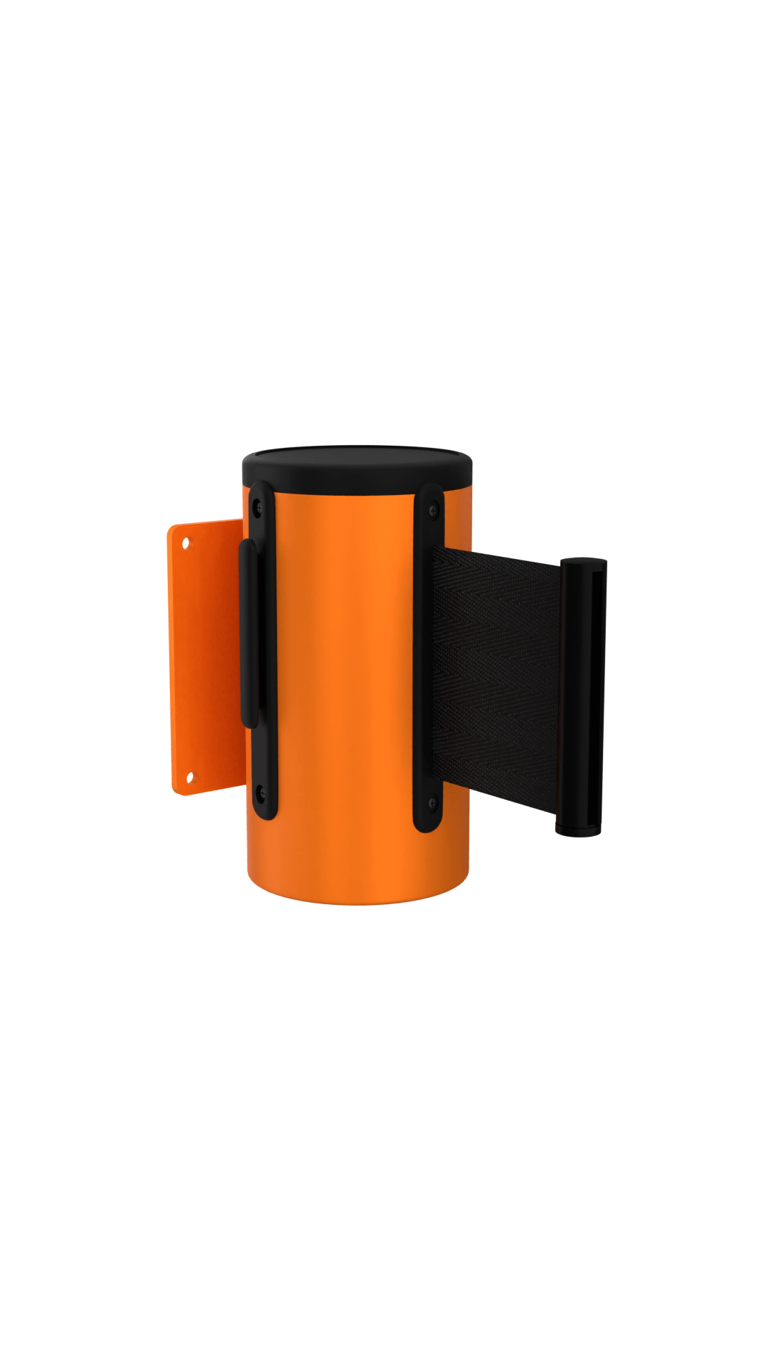 Wall Mount Retractable Belt Stanchion | 3" Wide Belt | Wall Master Orange