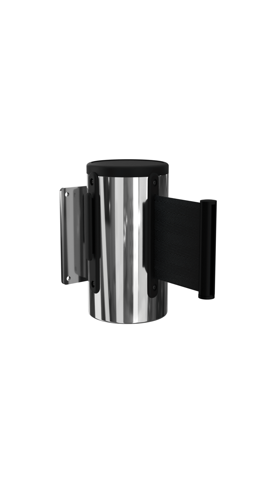 Wall Mount Retractable Belt Stanchion | 3" Wide Belt | Wall Master Chrome