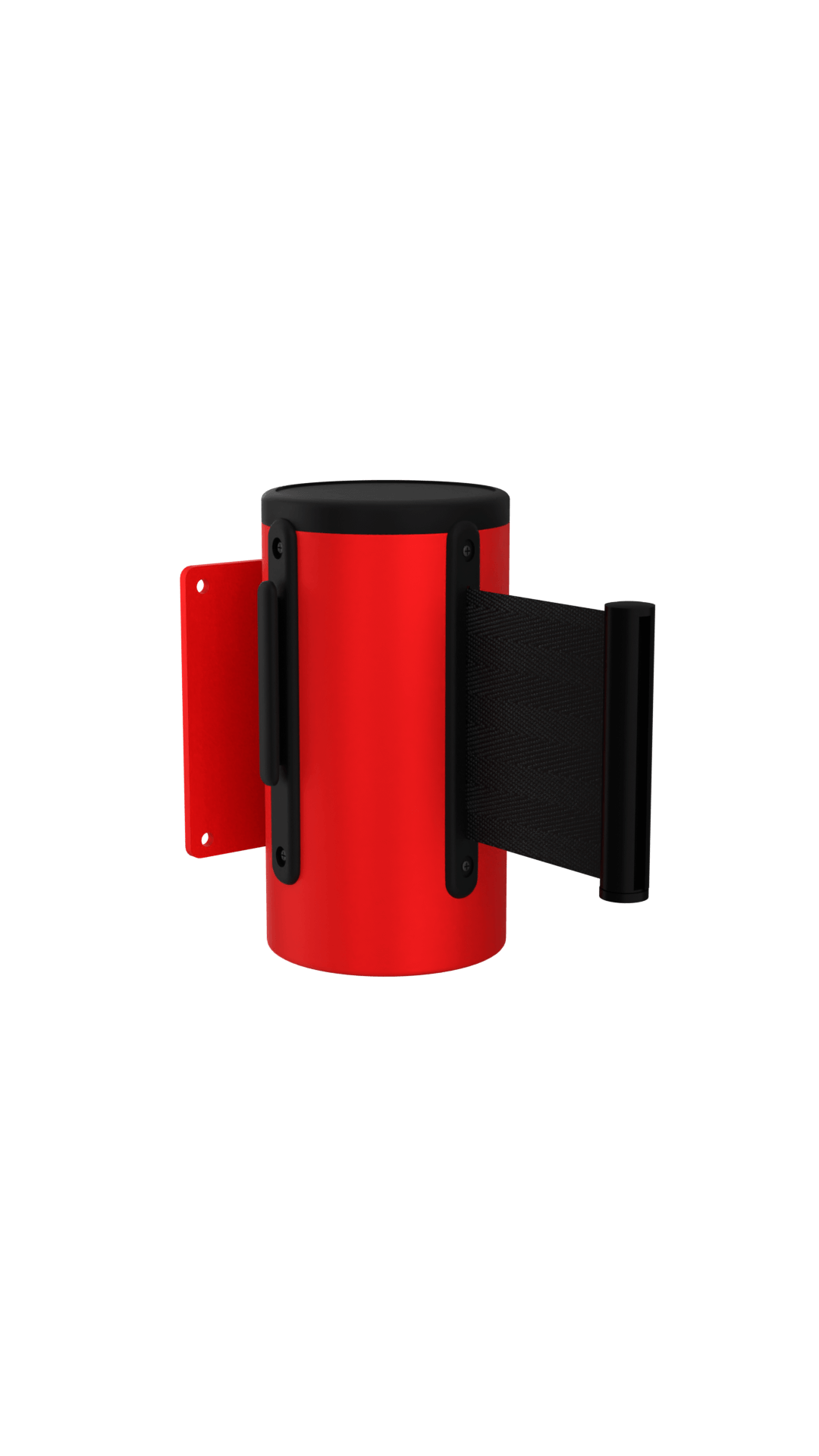 Wall Mount Retractable Belt Stanchion | 3" Wide Belt | Wall Master Red
