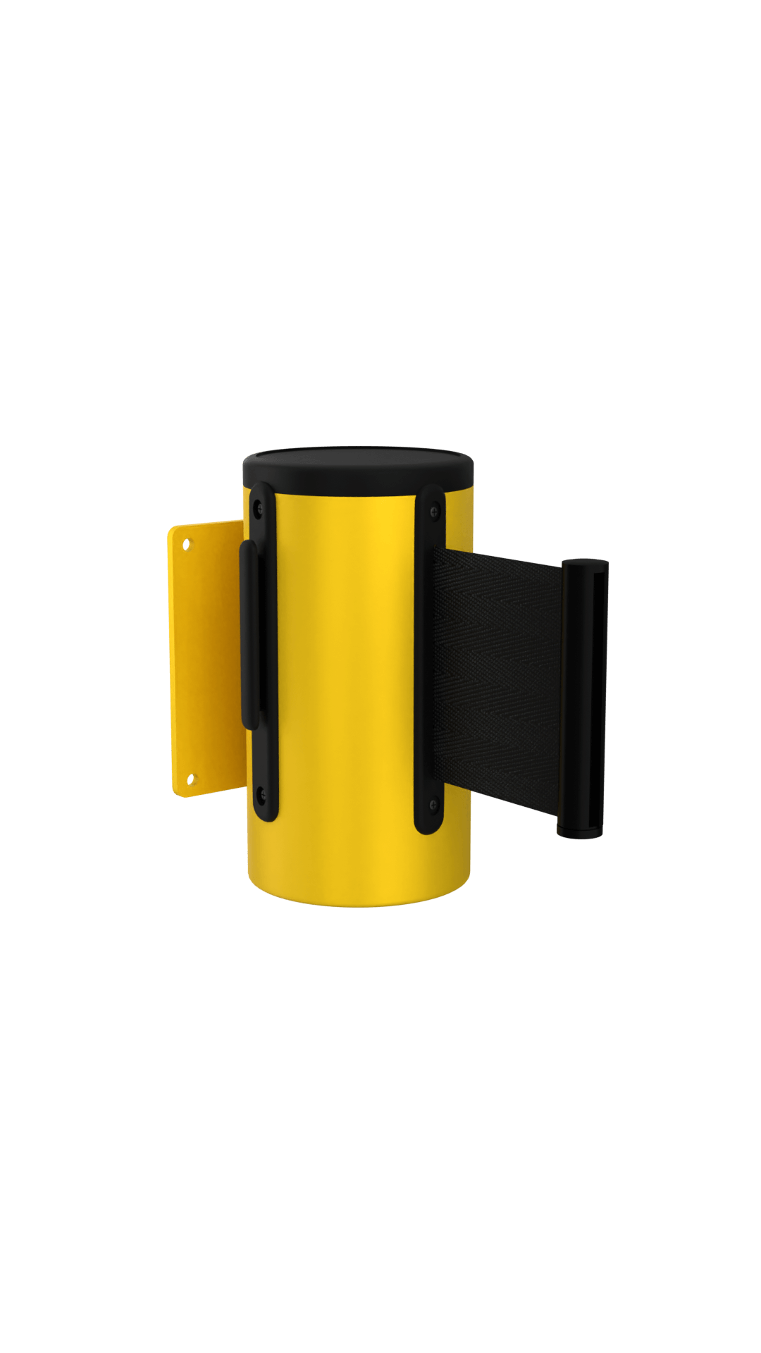 Wall Mount Retractable Belt Stanchion | 3" Wide Belt | Wall Master Yellow